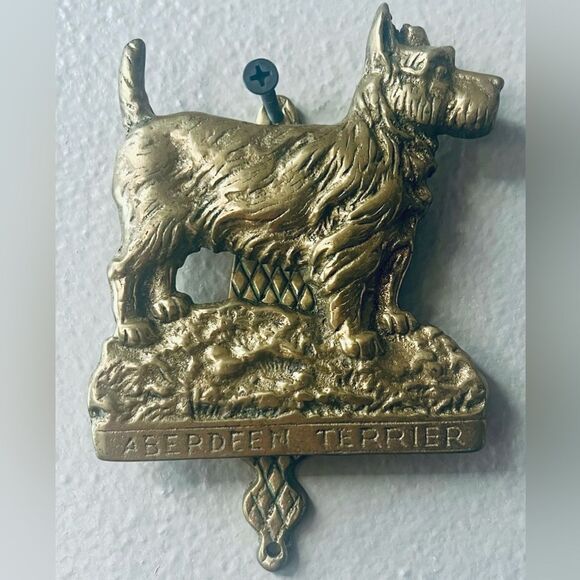 Vintage Solid Brass Door Knocker Aberdeen Terrier Dog 5.5”X4” - Picture 2 of 13